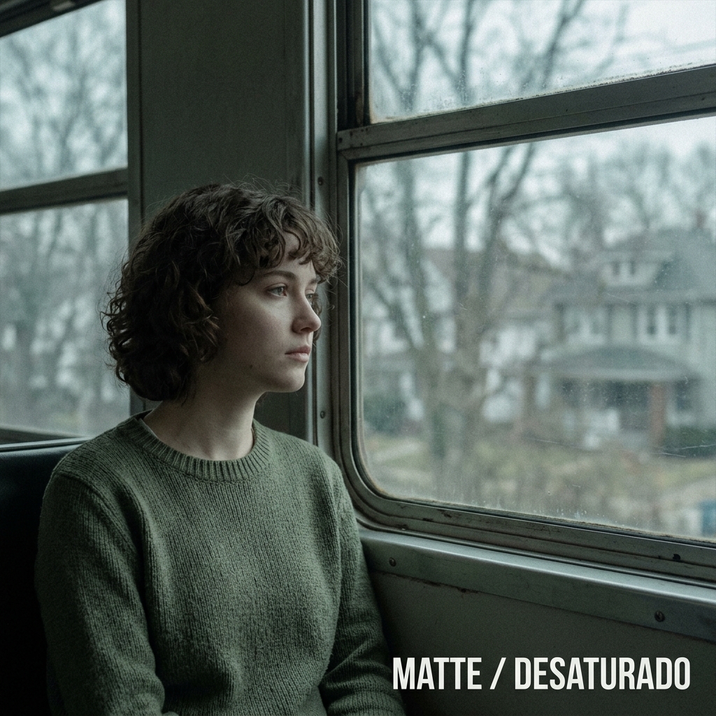 Matte Desaturado: colores apagados y negros levantados, estética indie